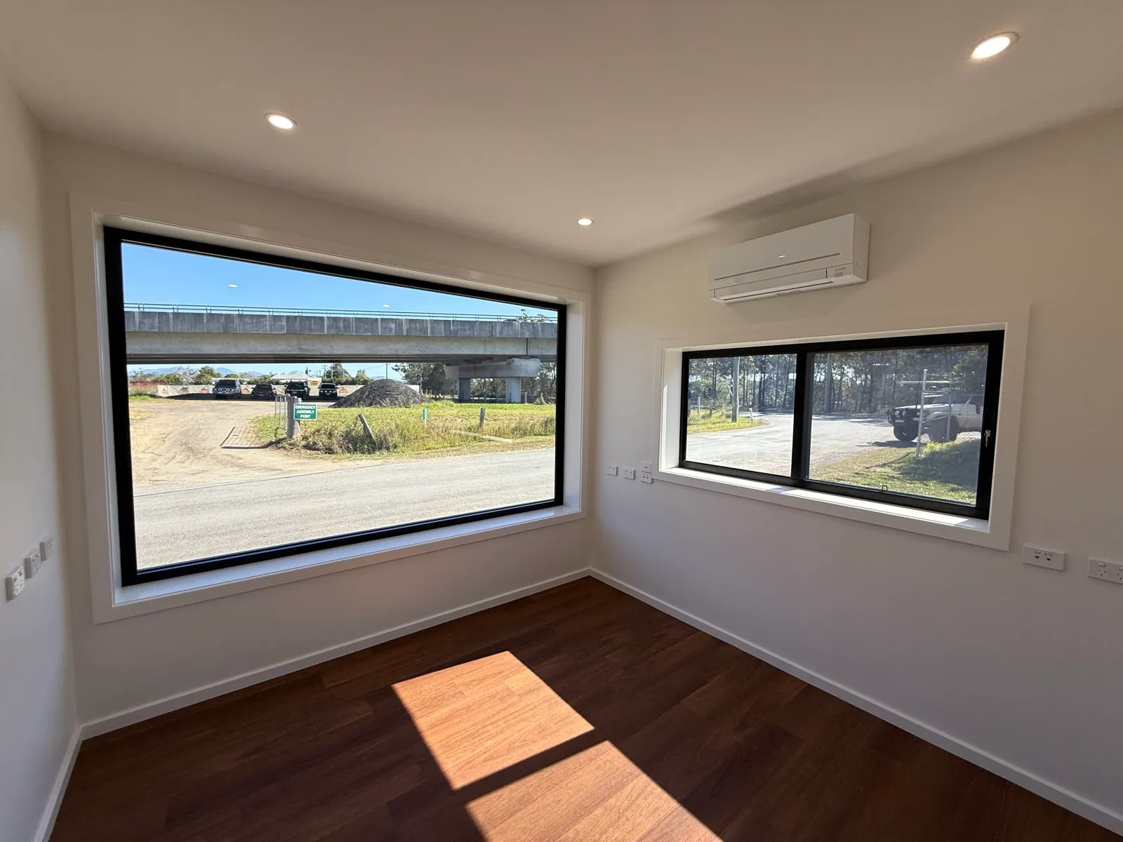 Corner office at the works depot with a picture window, split system air conditioning and vinyl plank flooring, Macksville
